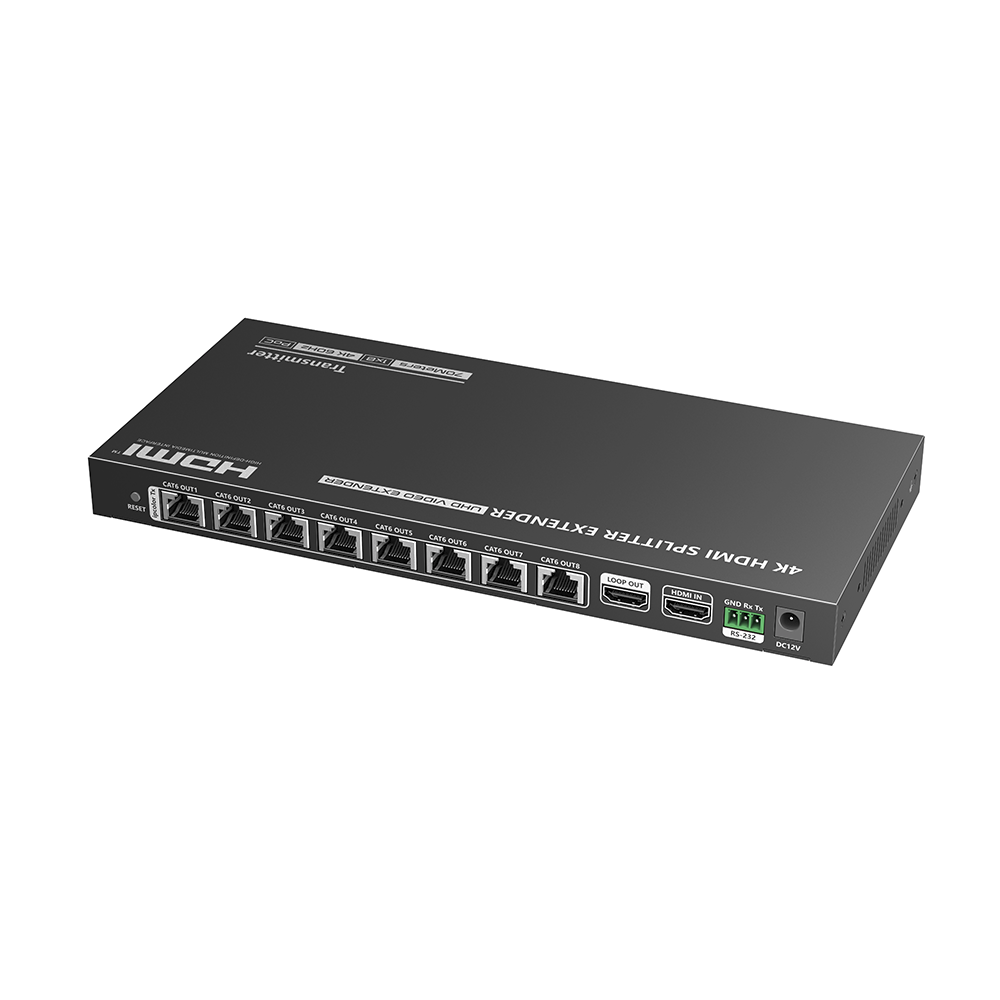 Kit Divisor y Extensor HDMI | 1x8 | Hasta 70 m |Resolución 4K @ 60 Hz | Cat 6/6a/7 | IPCOLOR | CERO LATENCIA | Puerto S/PDIF | EDID | RS232 | Salida Loop / PoC - Image 2