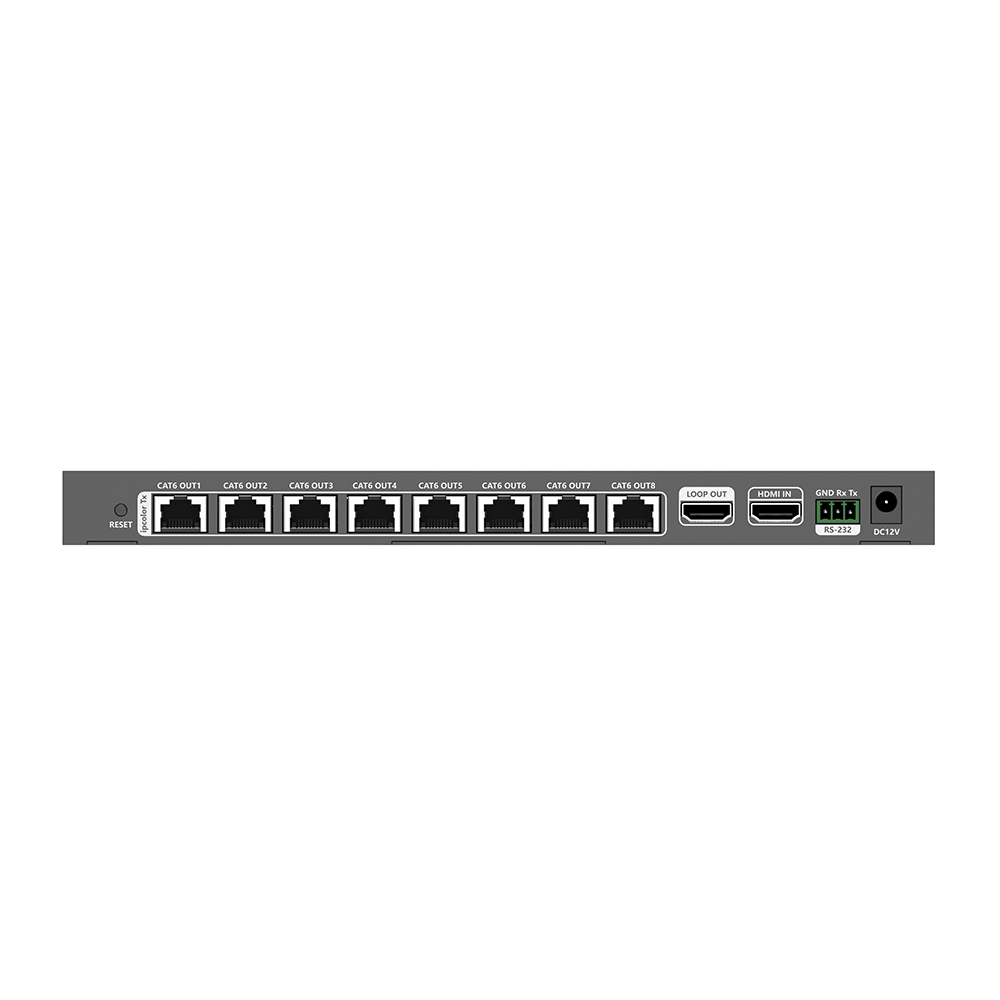 Kit Divisor y Extensor HDMI | 1x8 | Hasta 70 m |Resolución 4K @ 60 Hz | Cat 6/6a/7 | IPCOLOR | CERO LATENCIA | Puerto S/PDIF | EDID | RS232 | Salida Loop / PoC - Image 4