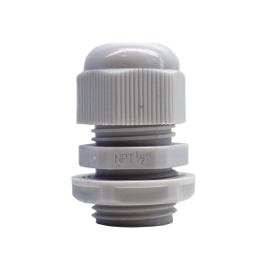 Conector Plástico Blanco Tipo Glándula para Rosca NPT 1/2"