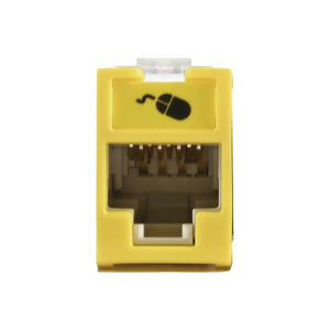 Jack Ultramax Cat5e, UTP, Montaje H?brido en Placa de Pared (Plano y Angulado), Color Amarillo, Punch Down