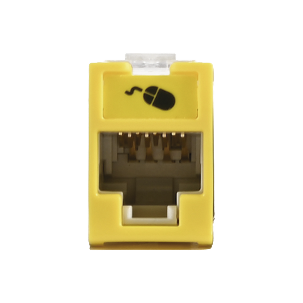 Jack Ultramax Cat6a, Utp, Montaje H?brido en Placa de Pared (Plano y Angulado), Color Amarillo, Punch Down