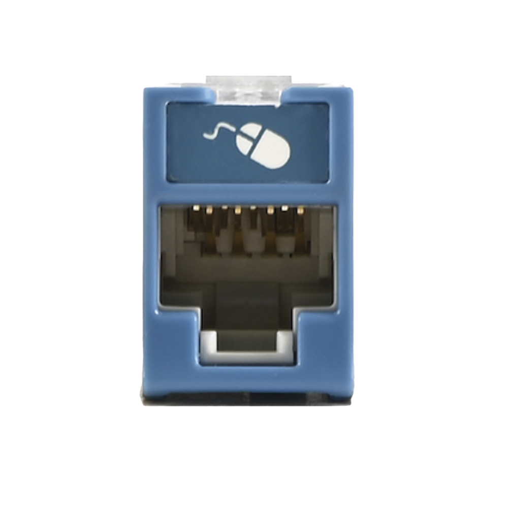 Jack UltraMAX Cat6, UTP, Montaje H?brido en Placa de Pared (Plano y Angulado), Color Azul, Punch Down