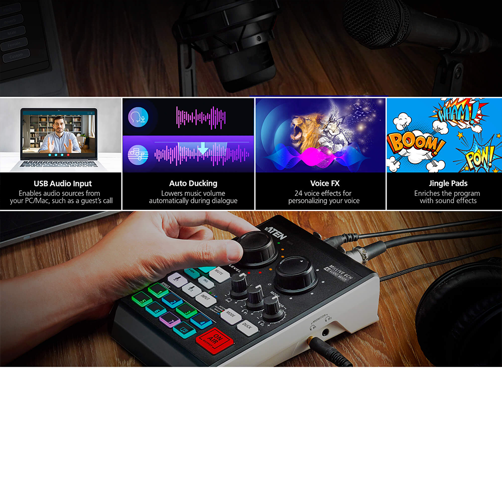 Mezclador de audio para pódcast con IA | MicLIVE™ de 6 canales - Image 6