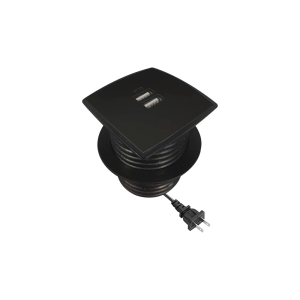 Caja Cuadrada Multy USB con 2 Puertos USB y Cable de Corriente Color Negro