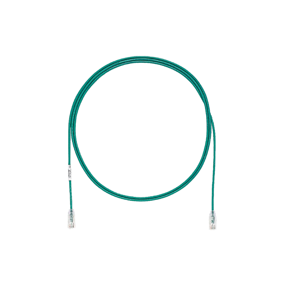 Cable de Parcheo TX6, UTP Cat6, Di?metro Reducido (28AWG), Color Verde, 0.3 Metros (1 Pie)