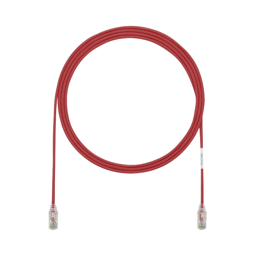 Cable de Parcheo TX6, UTP Cat6, Di?metro Reducido (28AWG), Color Rojo, 0.3 Metros (1 Pie)