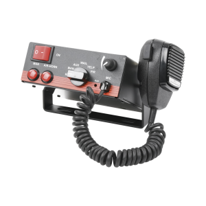 Sirena Vehicular de 100W de Potencia, Con Switch Giratorio de 6 posiciones, Micrófono de Uso Rudo e Interconexión a Radio