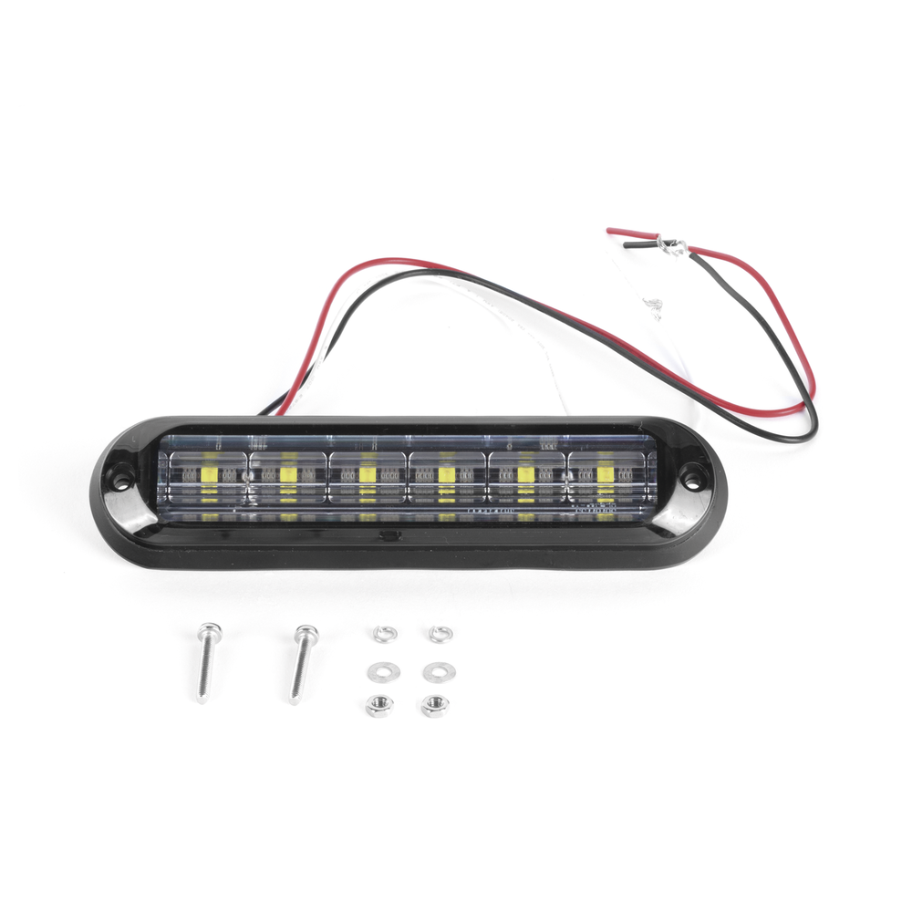 Luz Auxiliar Ultra Brillante IP67 de 6 LEDs, Color Rojo/Azul, con mica transparente y bisel negro - Image 5