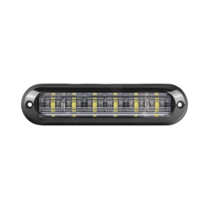 Luz Auxiliar Ultra Brillante IP67 de 6 LEDs, Color Rojo/Azul, con mica transparente y bisel negro