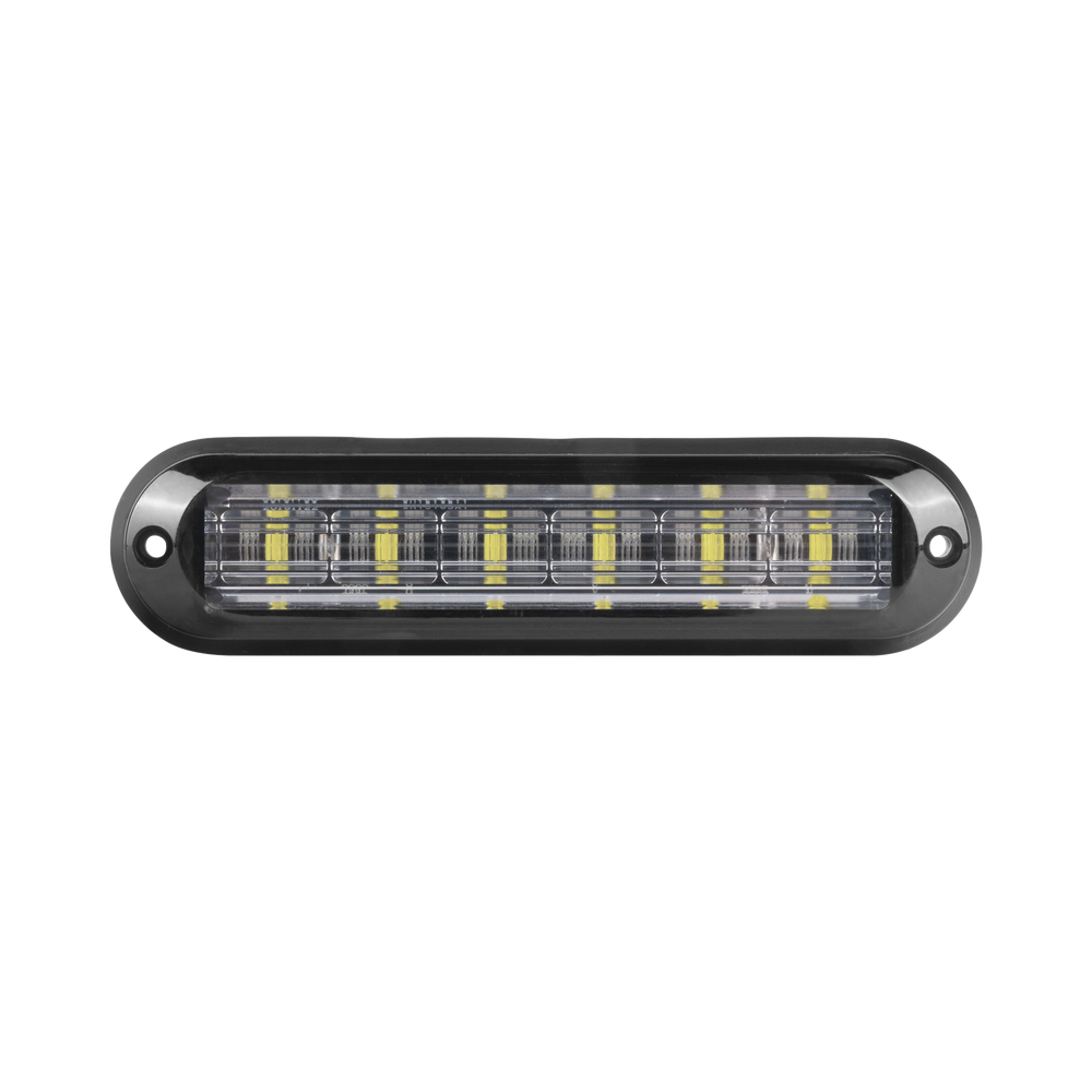 Luz Auxiliar Ultra Brillante IP67 de 6 LEDs, Color Rojo/Azul, con mica transparente y bisel negro