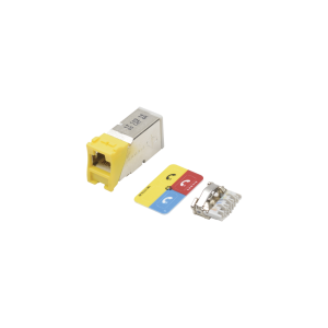 Jack Z-Max Cat6A, Blindado, Montaje H?brido en Placa de Pared (Plano y Angulado), Color Amarillo