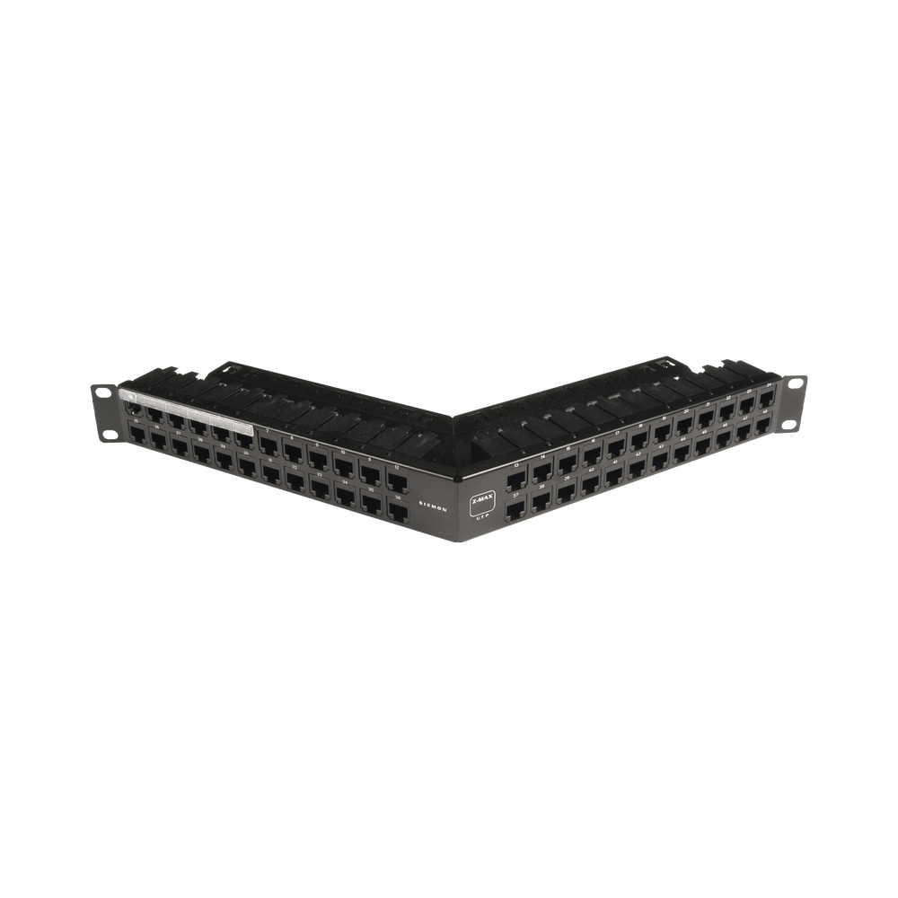 Patch Panel Z-Max de 48 Puertos, Blindado, Precargado con Jacks Categor?a 6A, Angulado, 1UR