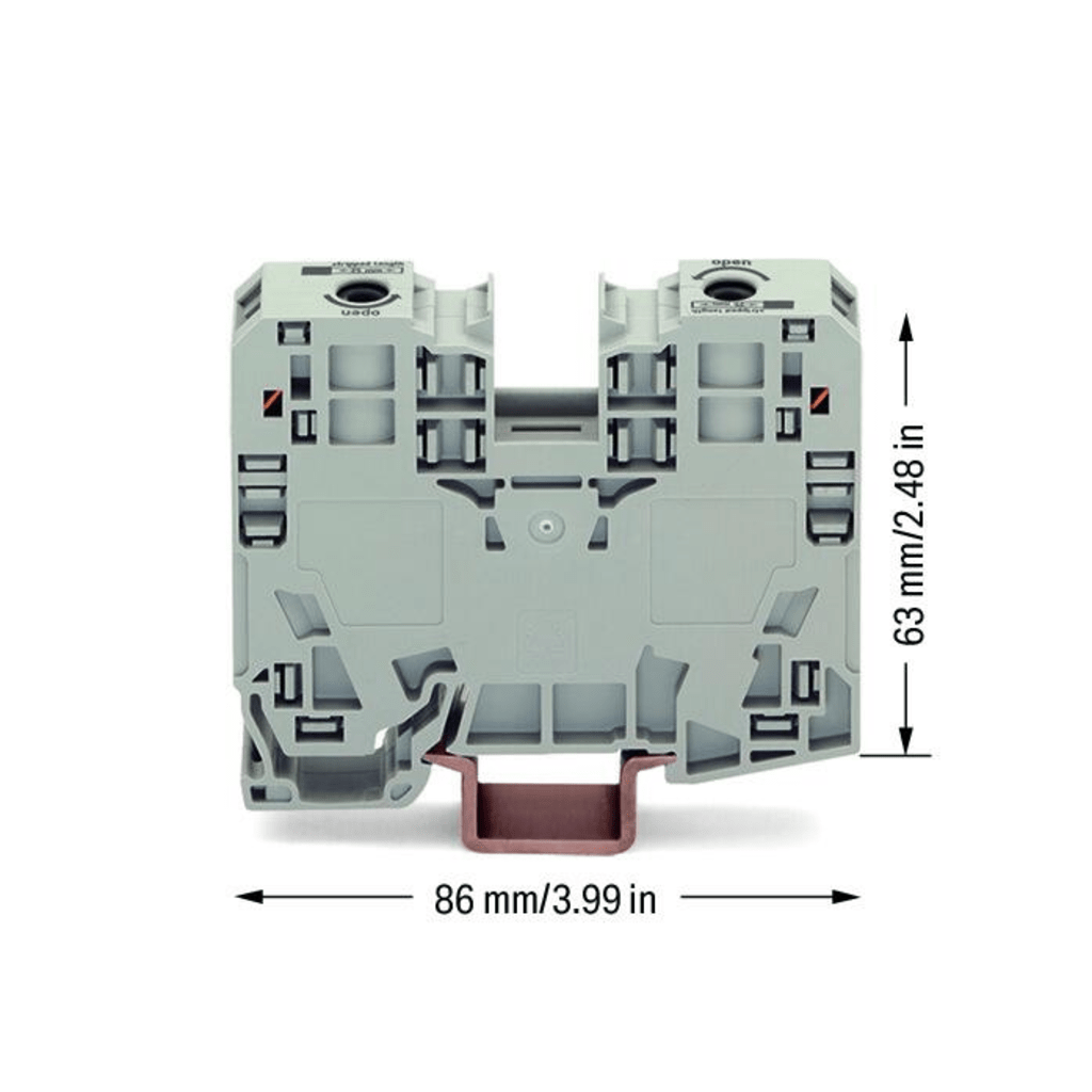 Borna de Paso, 35 mm², POWER CAGE CLAMP, 125 A, 1000 V, Montaje Carril DIN 35x15, Gris, Para Conductores 6-35 mm², Conectores Laterales, Marcaje Lateral - Image 2