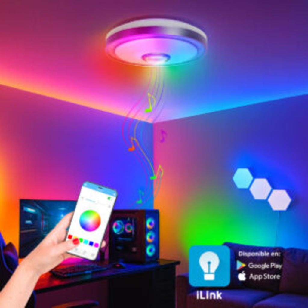 Luminario LED de 40W / 3000 Lúmenes / Ø 490mm x 66mm / Voltaje 85-265V / Temperatura Fría 6500K / Conexión Bluetooth / App iLink. - Image 5