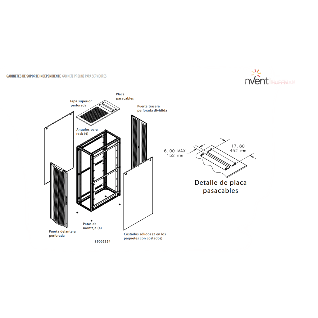 Gabinete para Servidores ProLine FloTek 42 UR Con Puertas Perforadas Alta Ventilación, Profundidad Extendida 1200 mm y Ancho 600 mm Acero Color Negro - Image 2