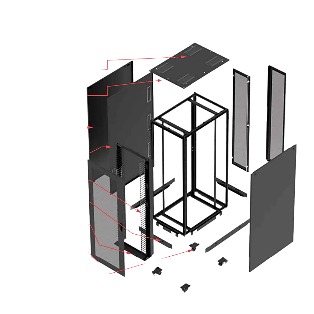 Gabinete para Servidor ProLine S1, 45U, Dimensiones 2150 x 600 x 1200 mm, Acero Negro RAL 9005, Base con Ruedas/Niveladores, Incluye Soporte para Regletas, Manejo de Cableado y Flujo de Aire - Image 3