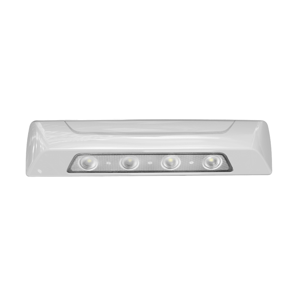 Luz de escena, 4 LED, bisel blanco, 12–24VCD, LED blanco y lente transparente - Image 2