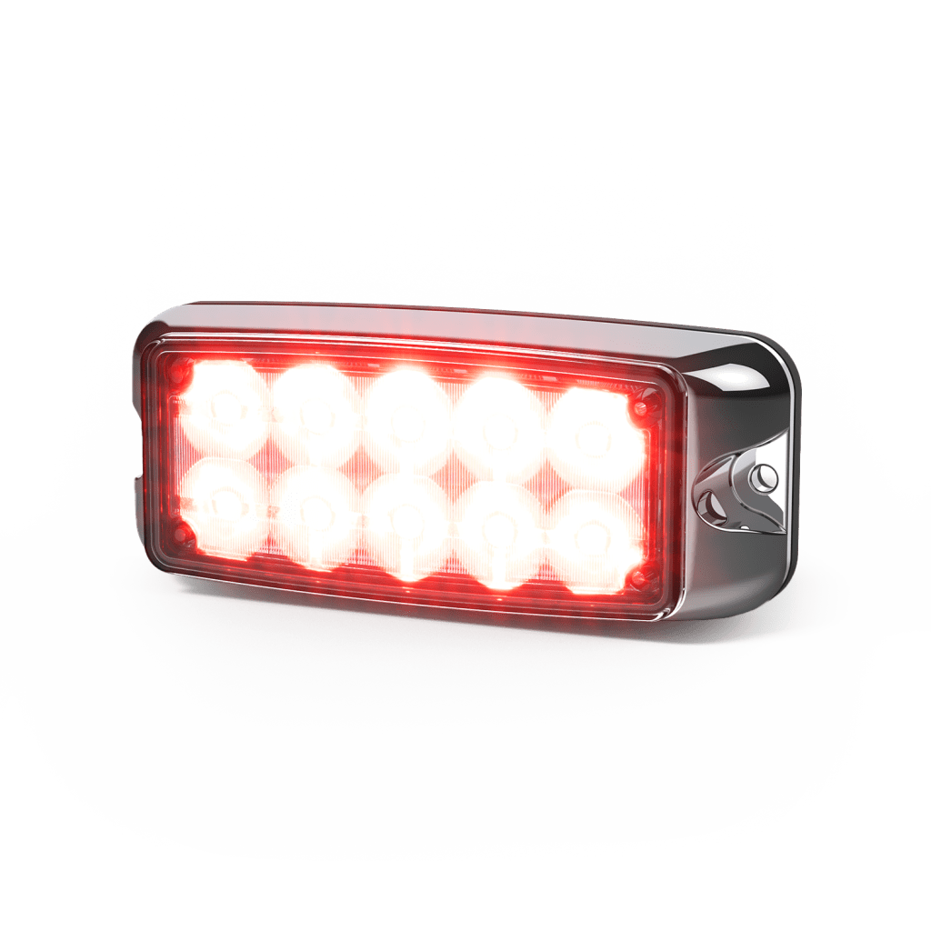 Luz de Advertencia de 5X2" 10 LED, Rojo/Azul, Bisel Cromado, Lente Transparente - Image 2
