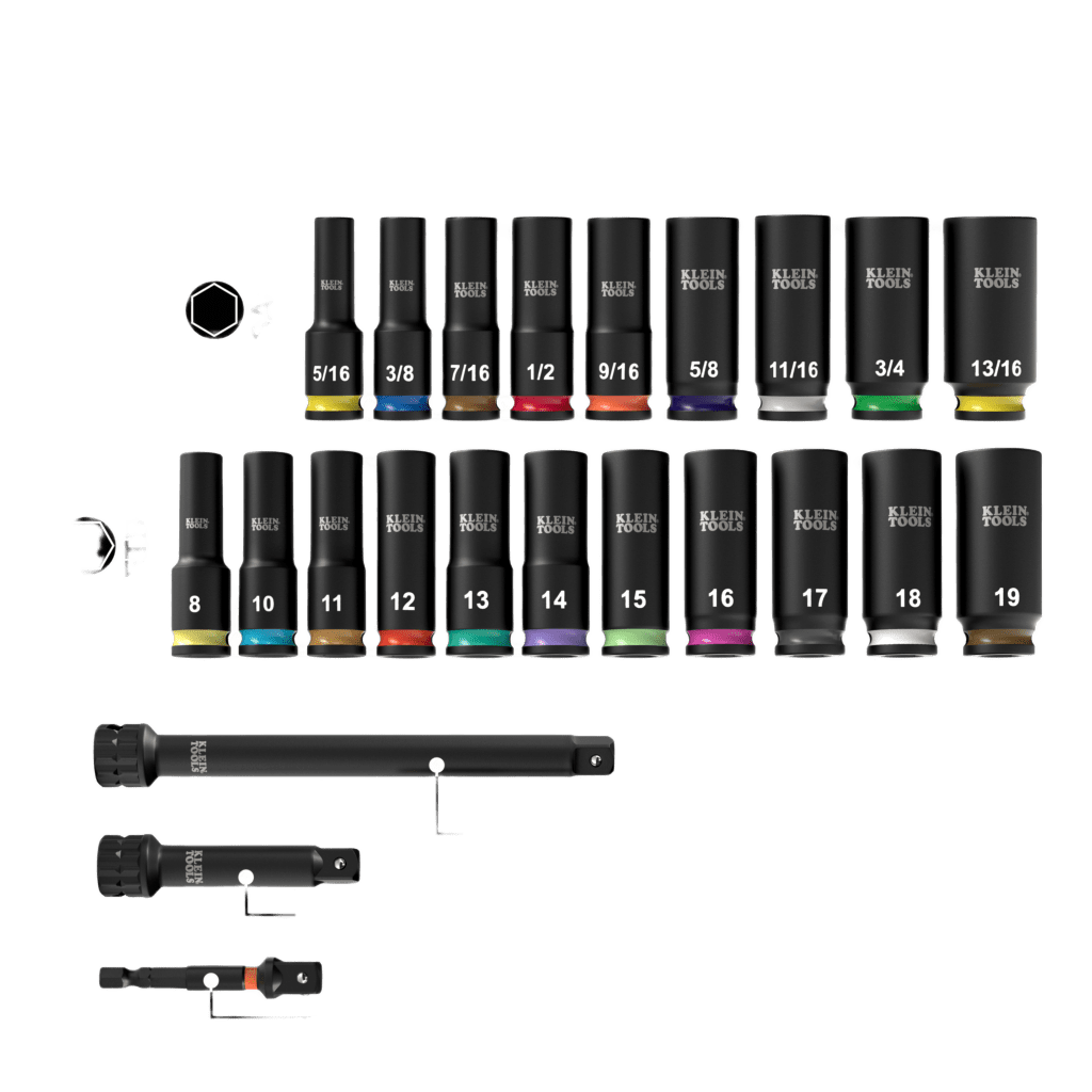 Juego de Dados de Impacto KNECT™ (M) / 3/8" Drive Profundo / SAE y Métrico / 23 Piezas / Adapters Multi-Propósito / MODbox™ Case - Image 2