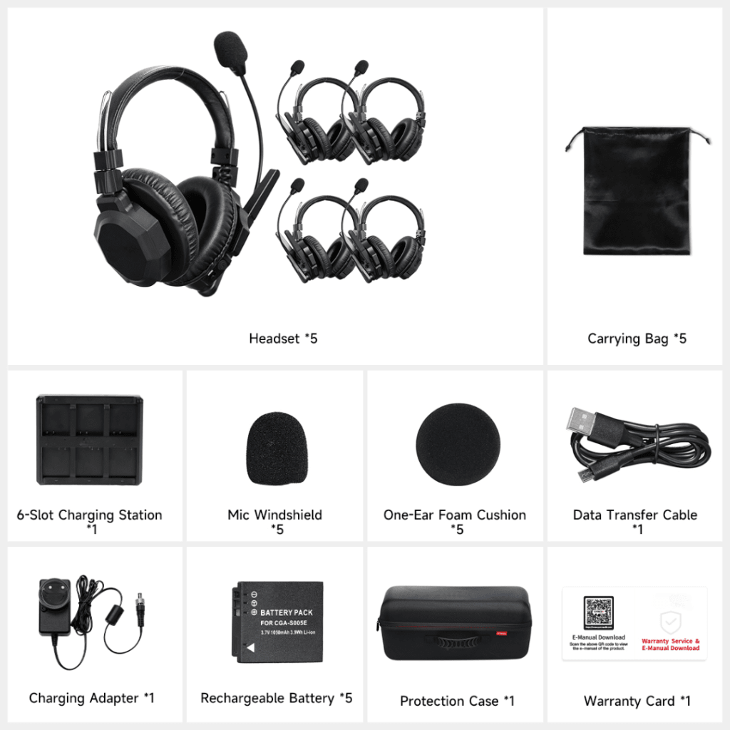 Intercomunicador Inal?mbrico Binaural / Cancelaci?n de Ruido IA / Rango 500 m (1640 ft) / Bluetooth / Bater?a 1050mAh / Resistente a Lluvia / Kit 5 Unidades - Image 2