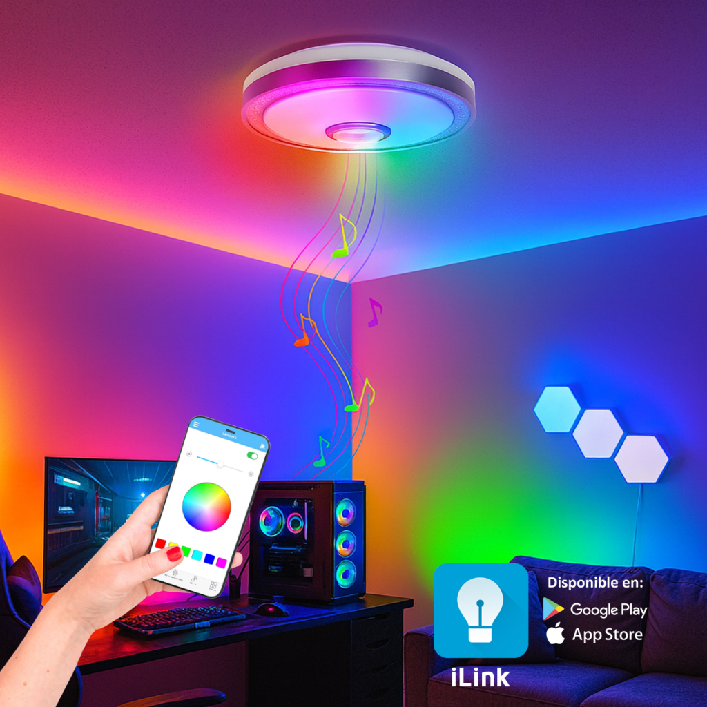 Luminario LED de 40W / 3000 Lúmenes / Ø 490mm x 66mm / Voltaje 85-265V / Temperatura Fría 6500K / Conexión Bluetooth / App iLink. - Image 4