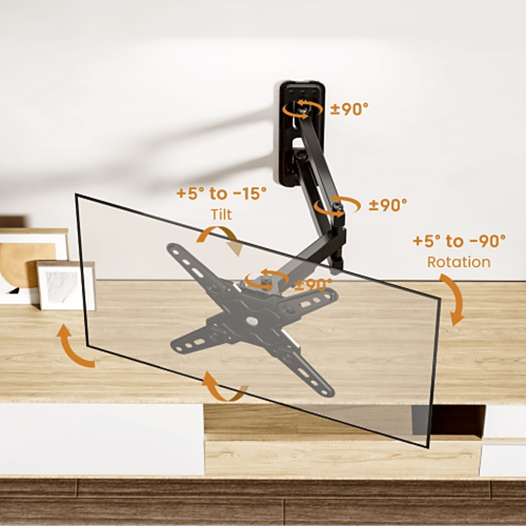 Soporte de Pared Articulado para Pantallas o Monitores | Compatibilidad VESA 75x75 - 200x200 / Hasta 43 Pulgadas | Capacidad Máxima de Carga 20 kg | Fabricado en Acero - Image 3