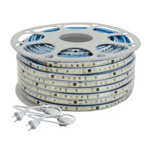Manguera LED Luminosa Blanca de Resina Transparente y Flexible / Para uso Interior o Exterior / Carrete de 50 m/ 110V CA 4.2 A/ 500 W Potencia / T.C.C. 6500 K.