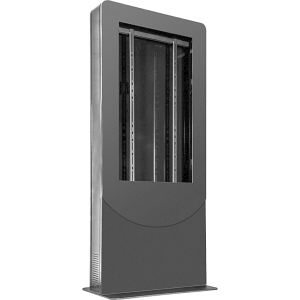Kiosko tipo Vertical color negro para Pantallas 55" / Construcción Totalmente en Acero / Base Plana / 6 Tomas Eléctricas con Supresor de Picos / Ventilación Termostática / Capacidad de Carga 125-150 lb (56-68 kg)