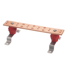 Barra Uni?n Telecom TMGB / 12 x 2 x 1/4 in / Cobre 100% / 6+12 Orificios / Montaje Muro Incluido / Aisladores Rojos / J-STD-607-A