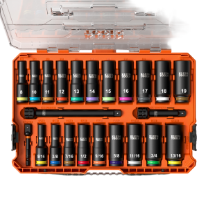 Juego de Dados de Impacto KNECT™ (M) / 3/8" Drive Profundo / SAE y Métrico / 23 Piezas / Adapters Multi-Propósito / MODbox™ Case