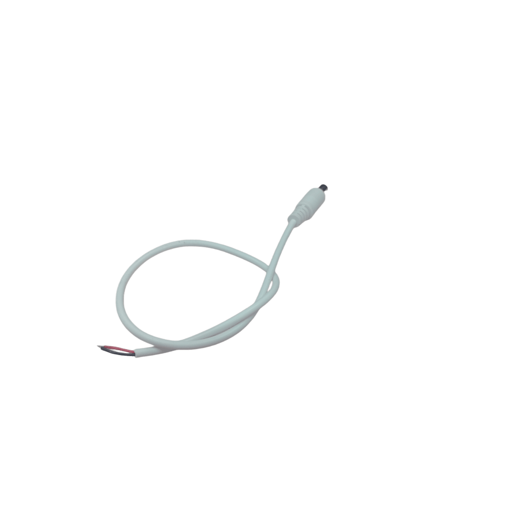 Cable con Conector Macho (Pigtail) | Forro Blanco | Alimentación para Vcc con Puntas Libres | Polarizado | Largo 22 cm (8.66 Pulgadas) / Calibre 22AWG.