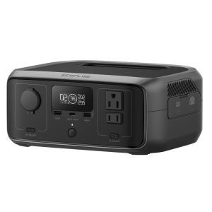 EcoFlow River 3 | Estación de Energía Portátil 245Wh Litio LFP / 2 AC 300 W (Max. 550W) / 1 USB-C 100W / 2 USB -A 12W / Cargador de Coche 8A a 12 o 24V / Conectividad WiFi y Bluetooth (App) / Carga Solar 110W Max.
