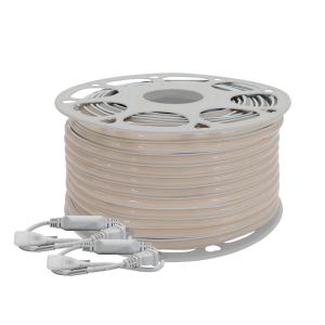 Manguera LED Luminosa Blanca de Resina Transparente y Flexible / Para uso Interior o Exterior / Carrete de 50 m/ 110V CA 4.2 A/ 500 W Potencia / T.C.C. 6500 K.