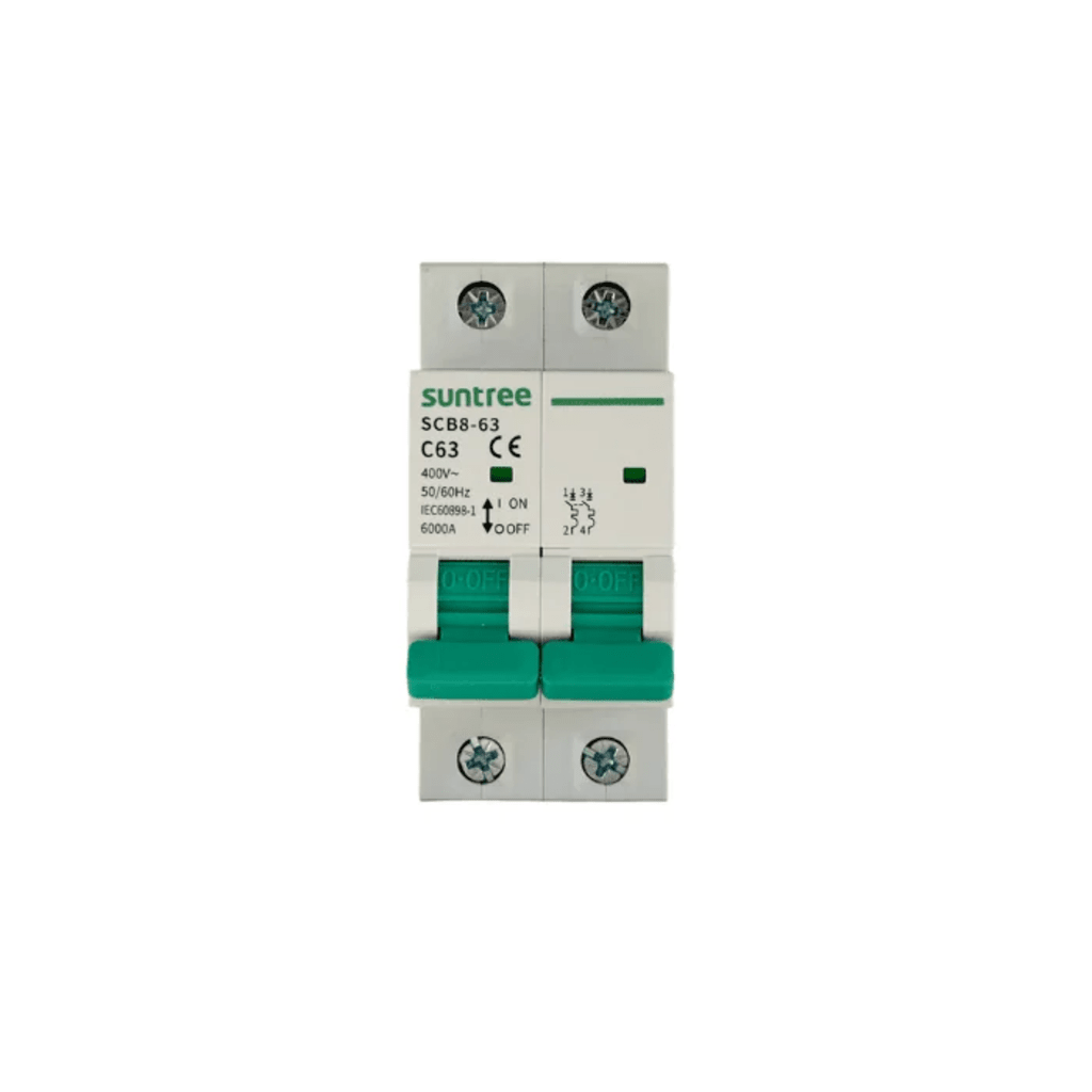 Protección Térmica/ Interruptor 2P, 16 A, Corriente Alterna 400Vca para Aplicación Fotovoltaica Montaje Riel DIN