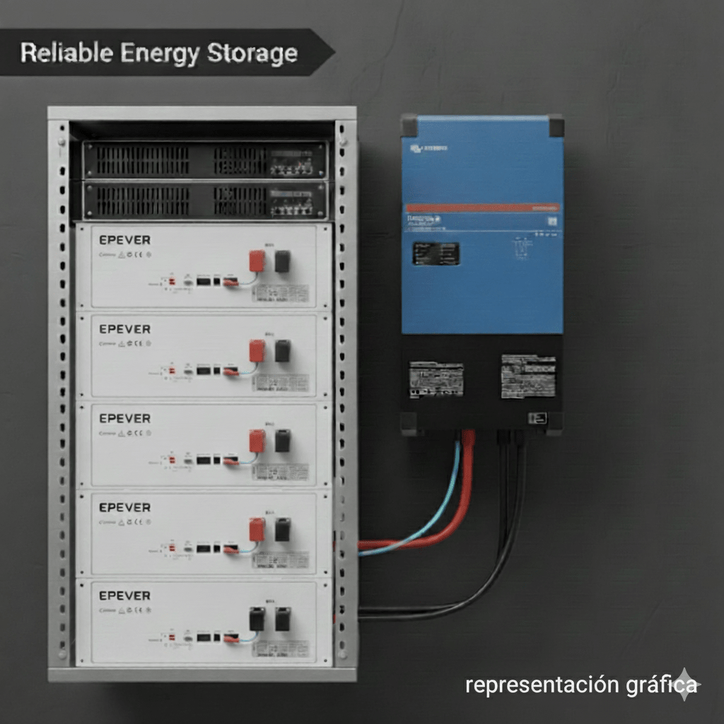Kit Inversor Cargador de 4 kW con Salida de 110 Vca y respaldo de 20 kWh en batería de LiFePO4