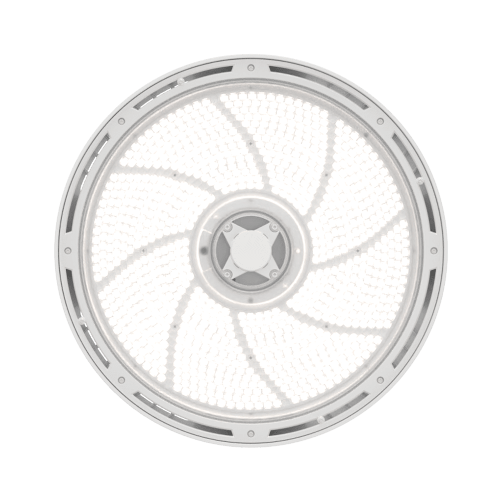 Luminaria LED High Bay Redonda REBL / 12,000-18,000 Lúmenes / Óptica Micro-Prisma Patentada / UGR Ultra Bajo / IK10 IP66 NEMA 4X / Temperatura 3500K-4000K-5000K Switchable / UVOLT 120-347V.