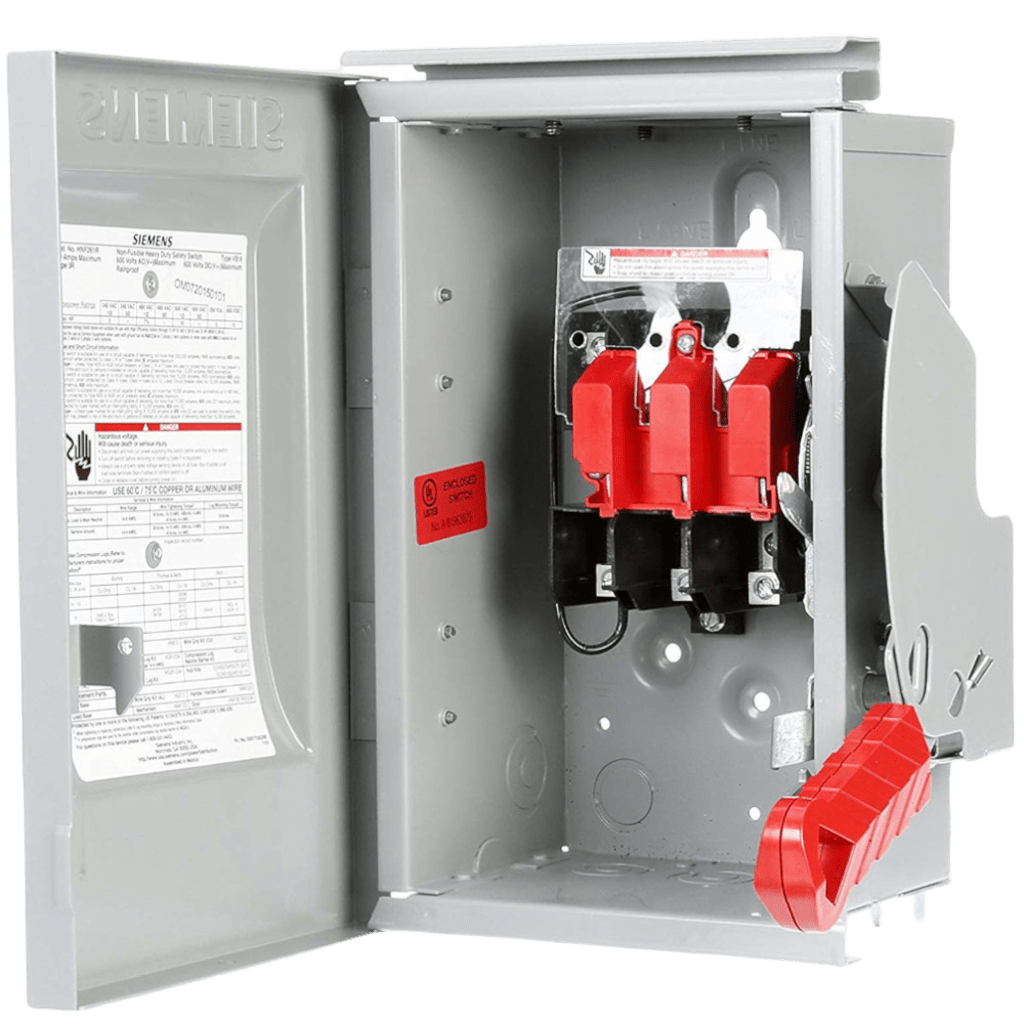 Interruptor de Seguridad GNF322A, 240Vca, 3 polos, 60 Amp, sin portafusibles, Nema 1.