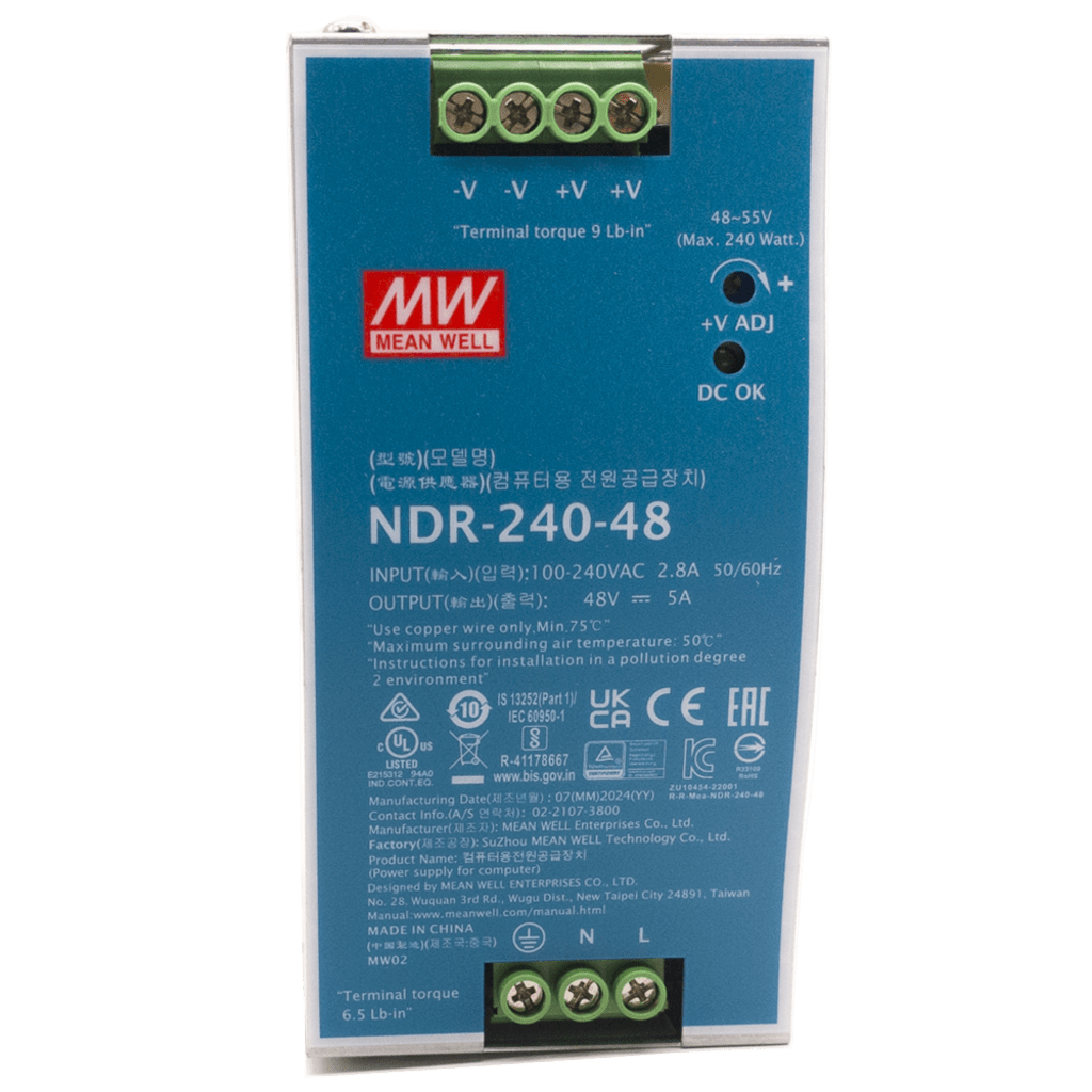 Fuente de Poder Industrial / 240 Watts / Salida 48 VCD / 5 Amp / Montaje Riel Din