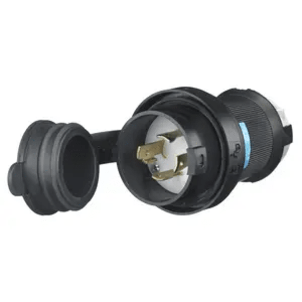 Enchufe con Bloqueo de Media Vuelta Industrial y Cubierta Hermética de 30 A 250 V CA / 3 Polos 4 Hilos / Nema L15-30P.