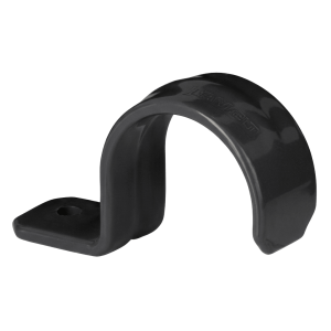 Abrazadera tipo uña de acero galvanizado para tubo de 1/2" con recubrimiento de PVC.