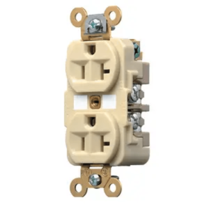 Contacto Dúplex 20 A 125 V / 2 Polos 3 Hilos / Color Marfil /Nema 5-20R /Grado Industrial.
