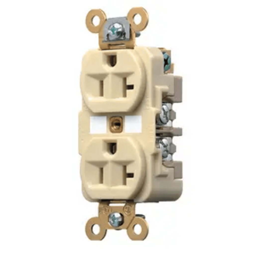 Contacto Dúplex 20 A 125 V / 2 Polos 3 Hilos / Color Marfil /Nema 5-20R /Grado Industrial.