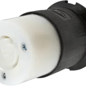 Conector Industrial con Bloqueo de Media Vuelta / 20 A 250 V CA / 2 Polos 3 Hilos / Color Blanco y Negro / Nema L6-20R.