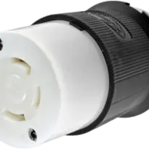 Conector Industrial con Bloqueo de Media Vuelta / 30 A 250 V CA / 3 Polos 4 Hilos  / Nema L15-30R / Color Blanco y Negro.
