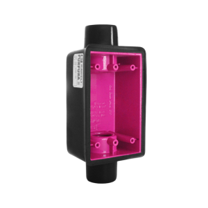Caja Rectangular de 3/4"/ Con Recubrimiento  exterior de PVC e interior Purpura.