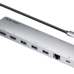Dock Multipuerto USB-C | 11 en 1 | 8K Single o Dual 4K | PD 100W | USB 3.2 Gen 1 | Ethernet Gigabit | SD MicroSD | Aluminio