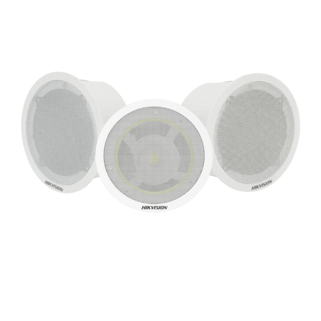 Kit Altavoz principal y 2 bocinas secundarias, solo alimenta la principal | Bluetooth | Hik-Connect | Musical Ambiental | Voceo | Calendarización de audios