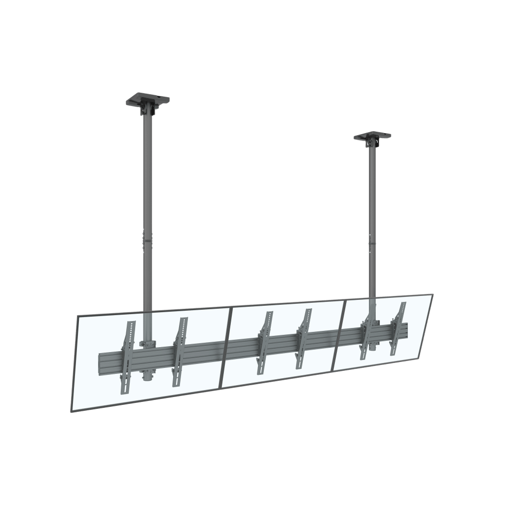 Soporte Mural Triple LCM3x1U / Pantallas 32"-65" / Carga 30 kg (66 lbs) por Pantalla / VESA 100x100-600x400 mm / Ajuste Inclinación 0°-15° / Montaje Techo