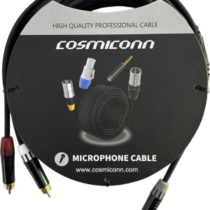 Cable 3.5mm a 2 RCA, conectores negros, con diferenciador de blanco y rojo en RCA MT380-RD - MT380-WH - MTP3C-BG, length 5m