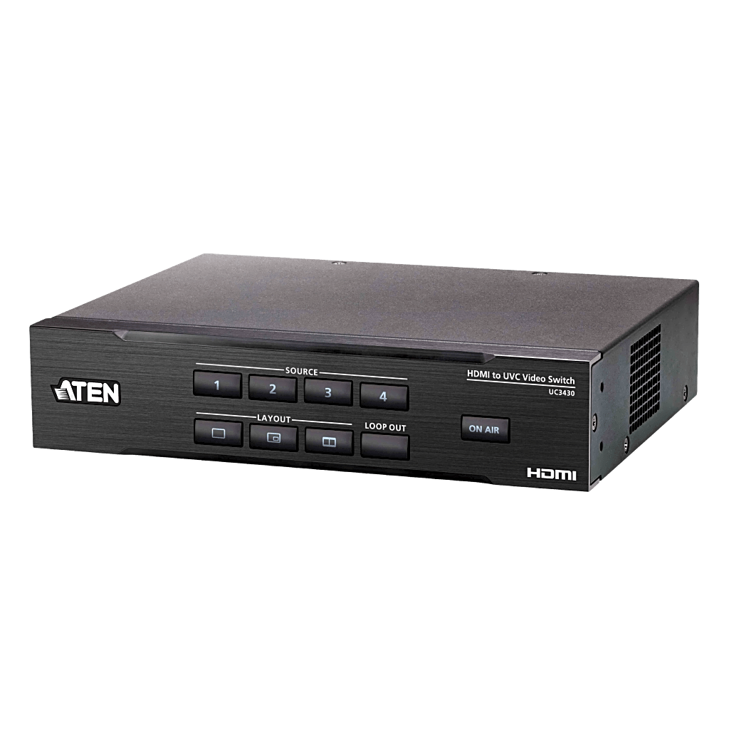 Switcher HDMI a USB 4 Entradas | 4K@60 | USB-C Streaming | Audio Mixer | PiP/Chroma | Control App